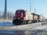 SOO 4419 scoots down the homestretch after the coal train clears